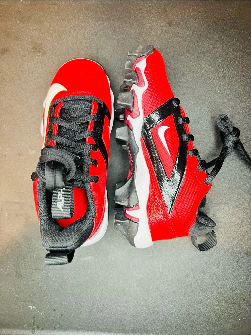 Nike Kids Red and Black Sneakers with Traction Sole